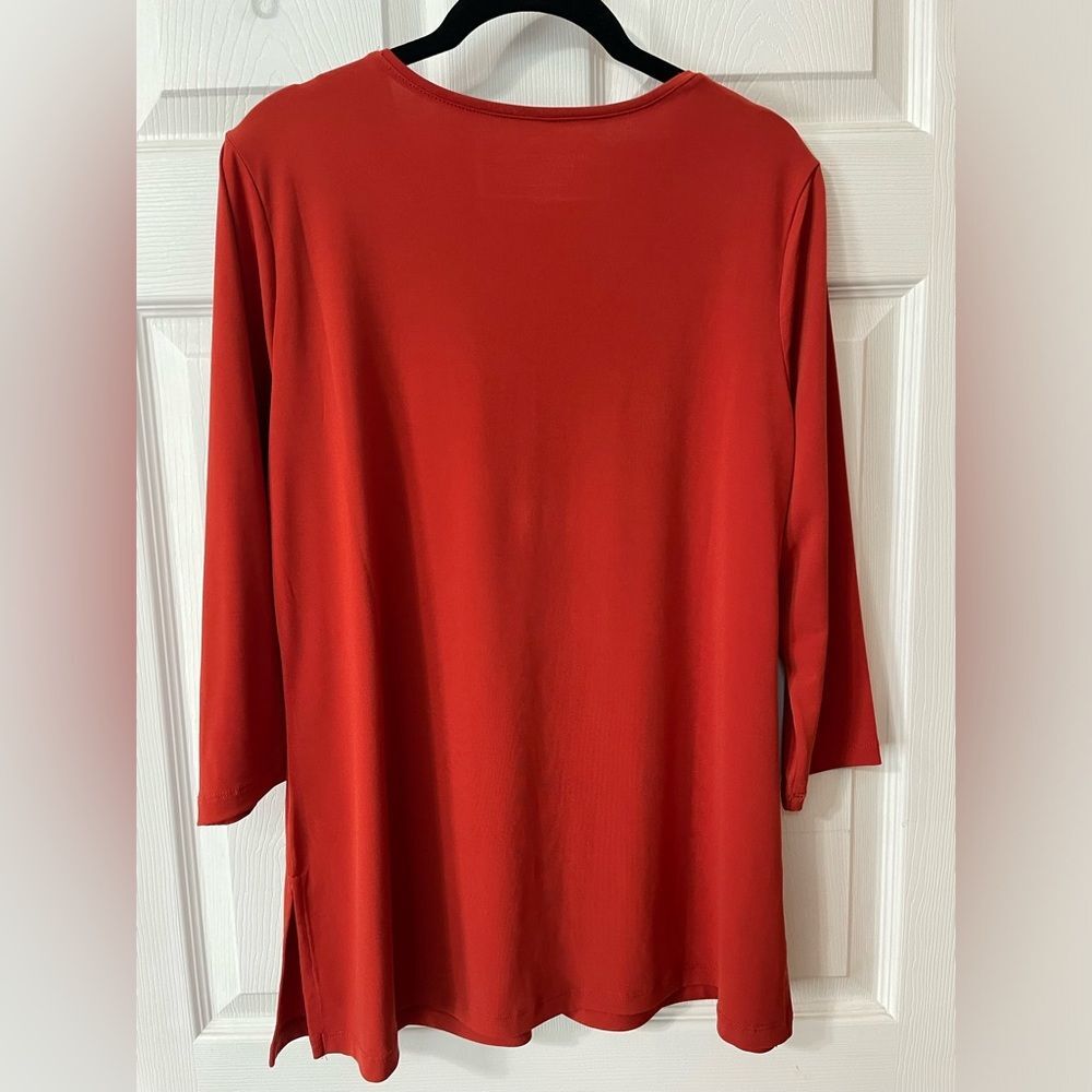 Susan Graver Essentials Womens Size Small Orange Liquid Knit Top 3/4 Sleeve EUC - Picture 6 of 7